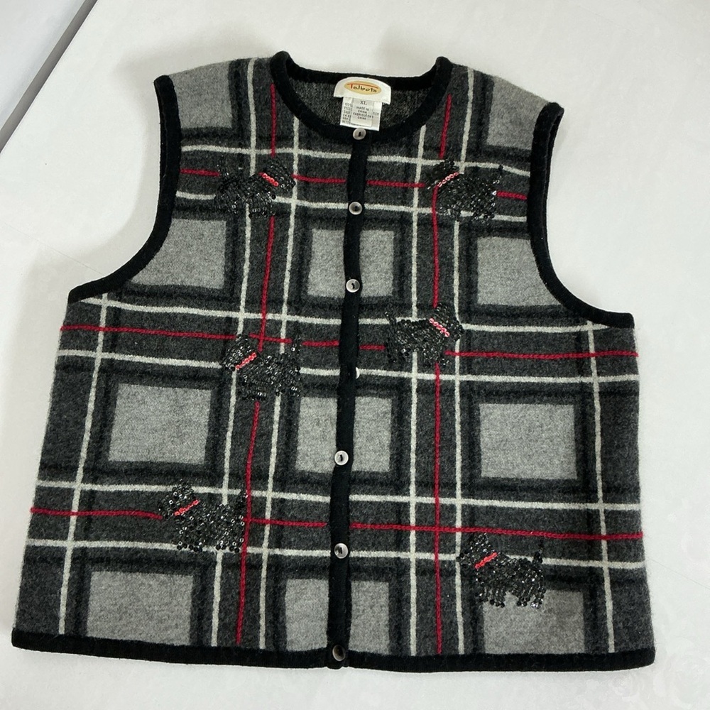 Vintage Talbots Gray and Black Plaid Vest